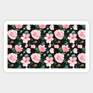 Pink Rose Watercolor Pattern Sticker